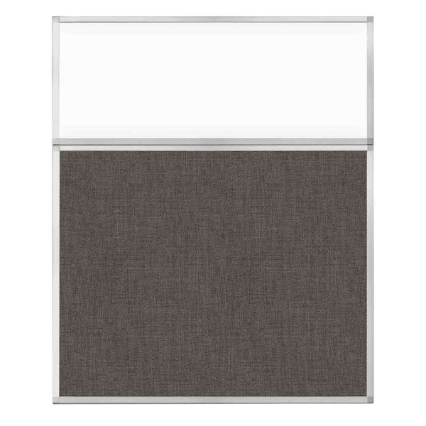 Hush Panel Configurable Cubicle Partition 5' x 6' W/ Window Mocha Fabric Clear Window
